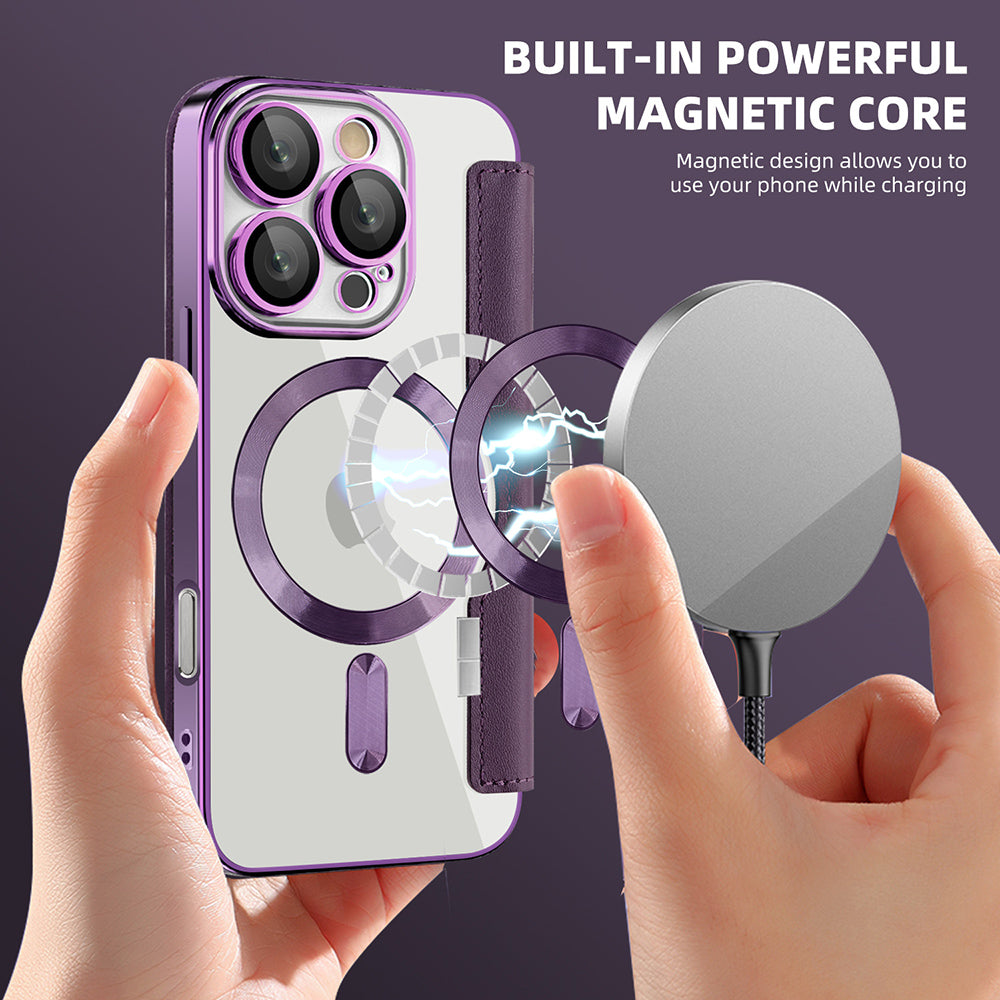 Custodia MagSafe per Apple iPhone 16 Pro Max, Techsuit, SmartMag Book, Viola