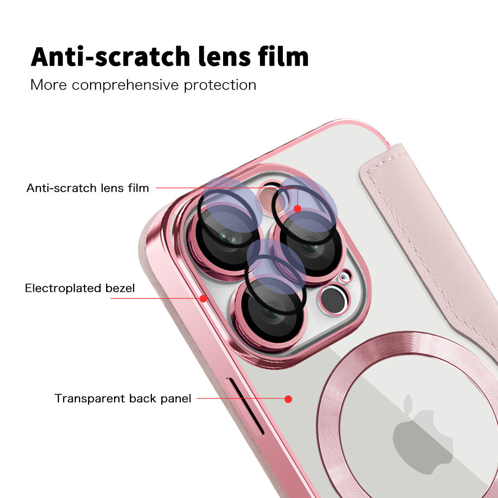 Custodia MagSafe per Apple iPhone 16 Pro Max, Techsuit, SmartMag Book, Rosa