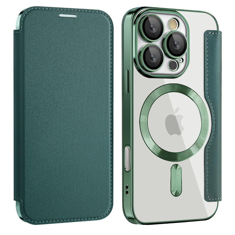 Custodia MagSafe per Apple iPhone 16 Pro Max, Techsuit, SmartMag Book, Verde