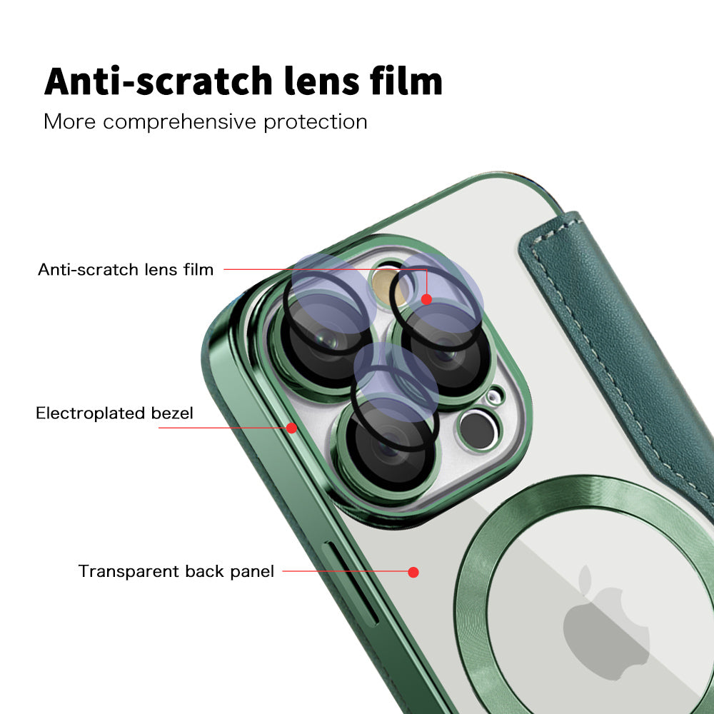 Custodia MagSafe per Apple iPhone 16 Pro Max, Techsuit, SmartMag Book, Verde