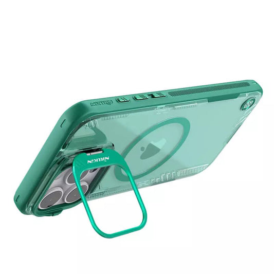 Custodia MagSafe per Apple iPhone 16 Pro, Nillkin, Iceblade Prop (con ritaglio per fotocamera), Verde