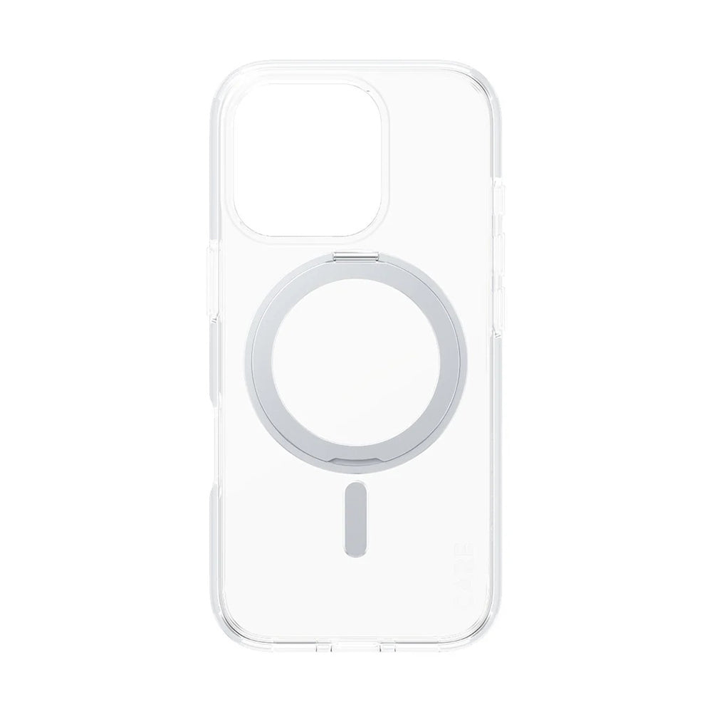 Custodia MagSafe per Apple iPhone 16 Pro, PanzerGlass, con Supporto Kickstand, Trasparente Argentata