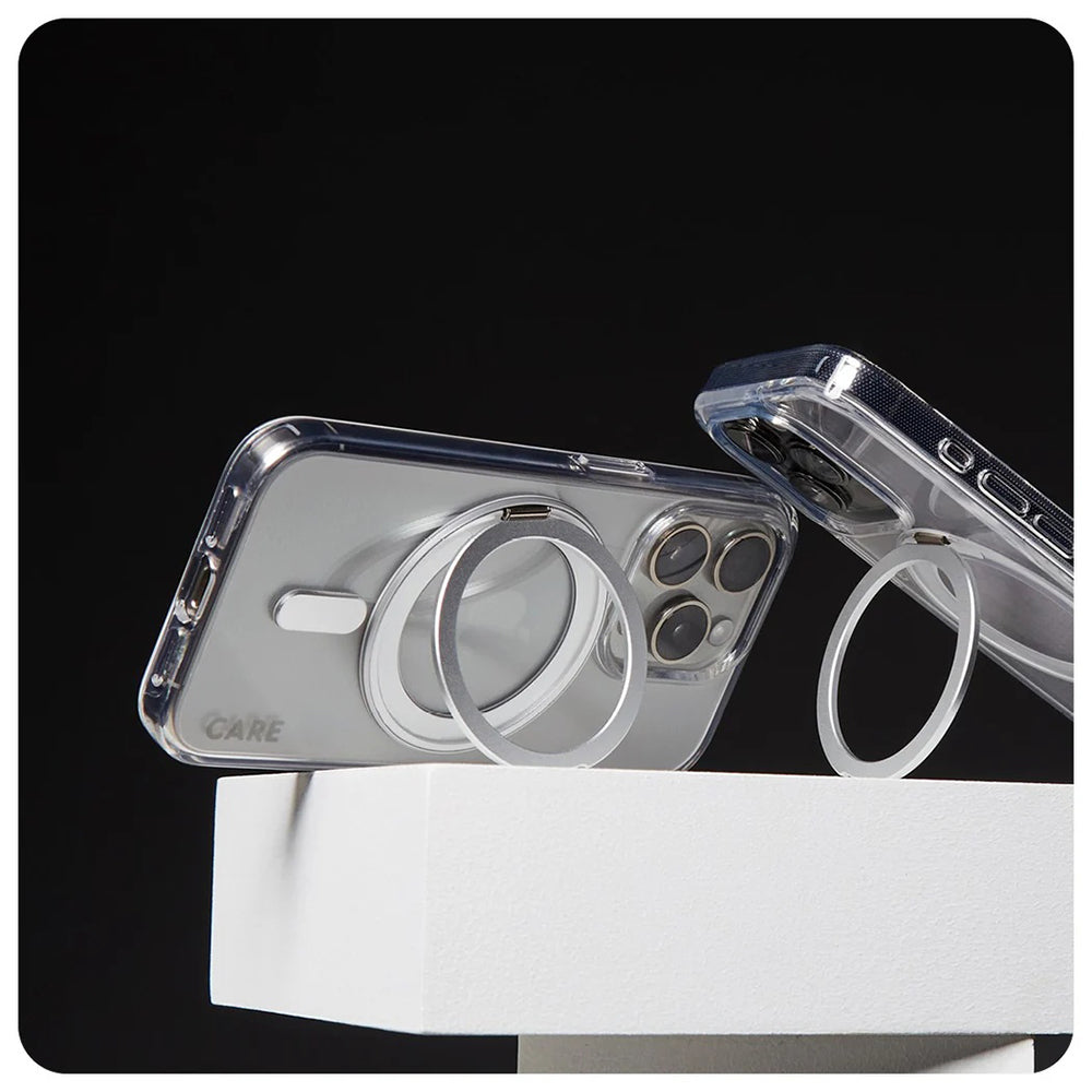 Custodia MagSafe per Apple iPhone 16 Pro, PanzerGlass, con Supporto Kickstand, Trasparente Argentata