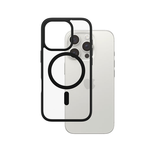 Custodia MagSafe per Apple iPhone 16 Pro, PanzerGlass, Frame, Trasparente Nera