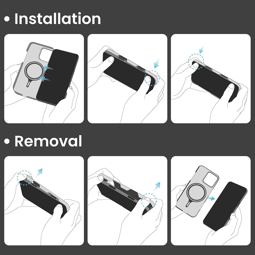 Custodia MagSafe per Apple iPhone 16 Pro, Techsuit, Fibra di Aramide, Nera