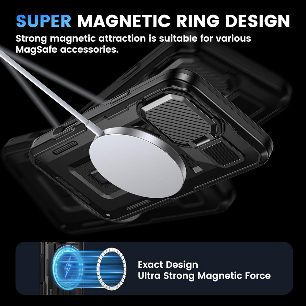 Custodia MagSafe per Apple iPhone 16 Pro, Techsuit, CamVault, Nera