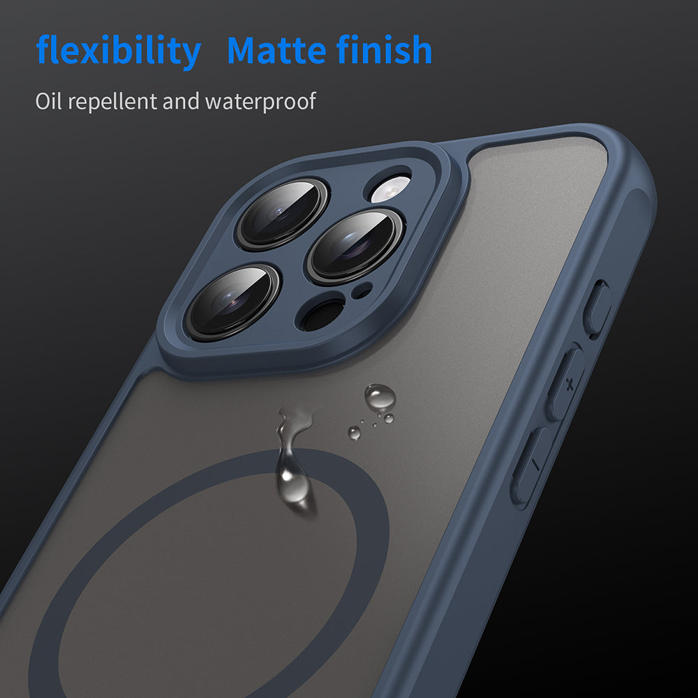 Custodia MagSafe per Apple iPhone 16 Pro, Techsuit, HaloFrost II, Blu Navy