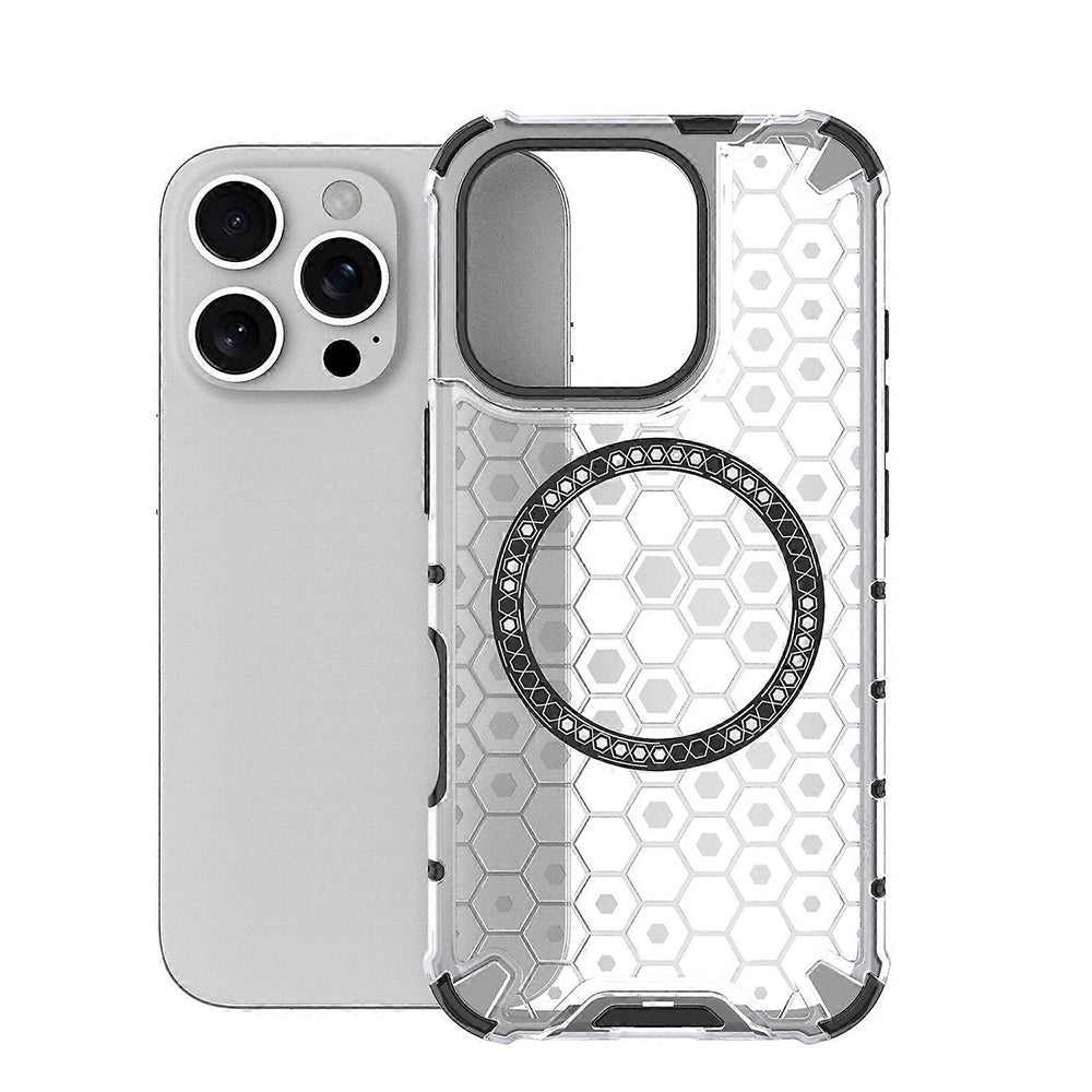 Custodia MagSafe per Apple iPhone 16 Pro, Techsuit, HoneyComb Shield, Bianca