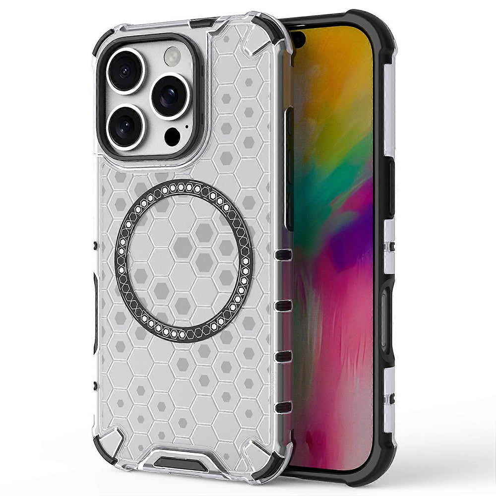 Custodia MagSafe per Apple iPhone 16 Pro, Techsuit, HoneyComb Shield, Bianca