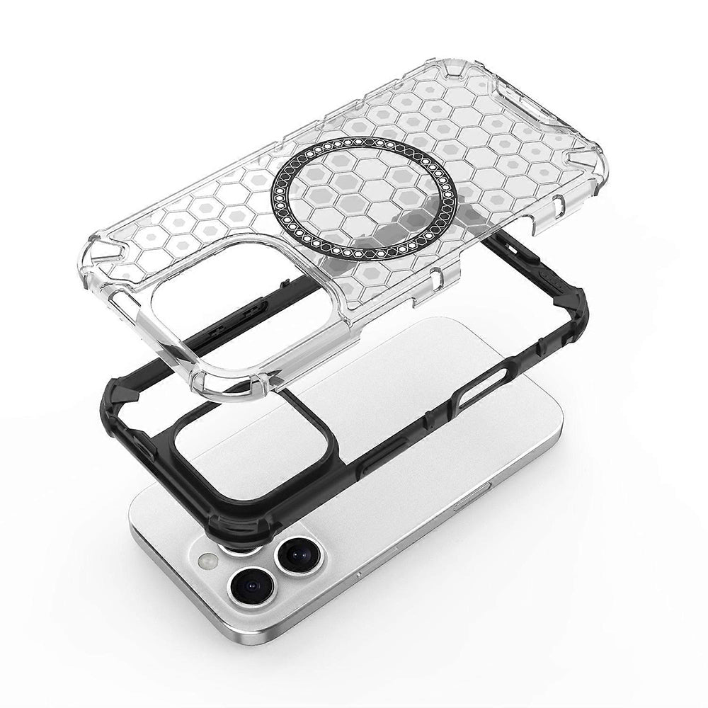 Custodia MagSafe per Apple iPhone 16 Pro, Techsuit, HoneyComb Shield, Bianca