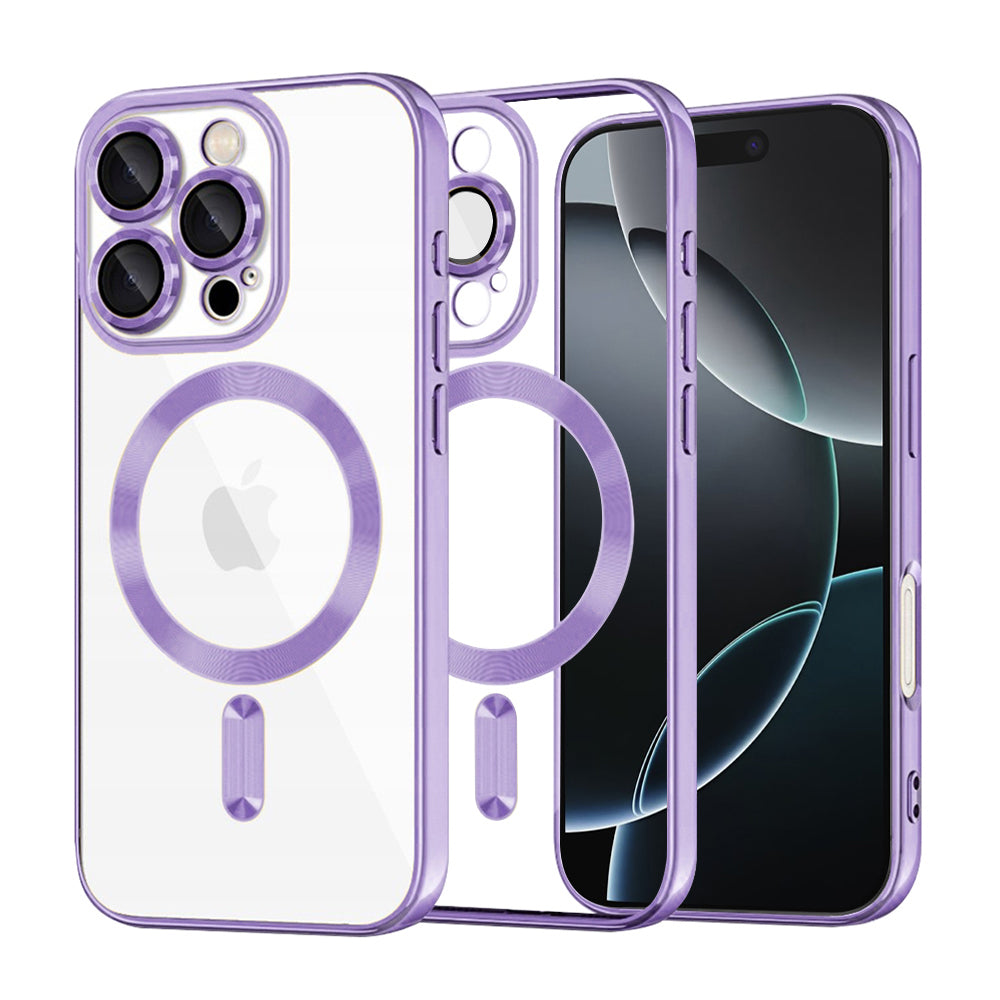 Custodia MagSafe per Apple iPhone 16 Pro, Techsuit, Luxury Crystal, Viola Chiaro