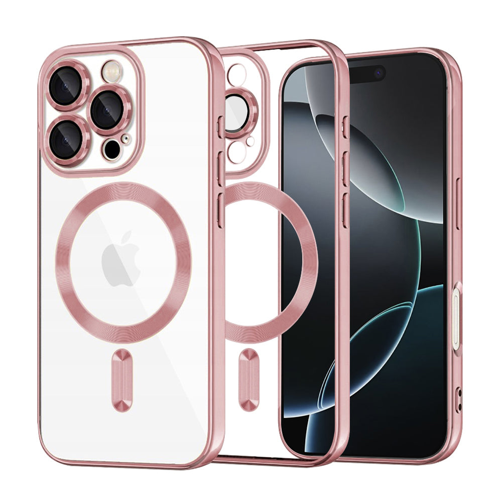 Custodia MagSafe per Apple iPhone 16 Pro, Techsuit, Luxury Crystal, Rosa
