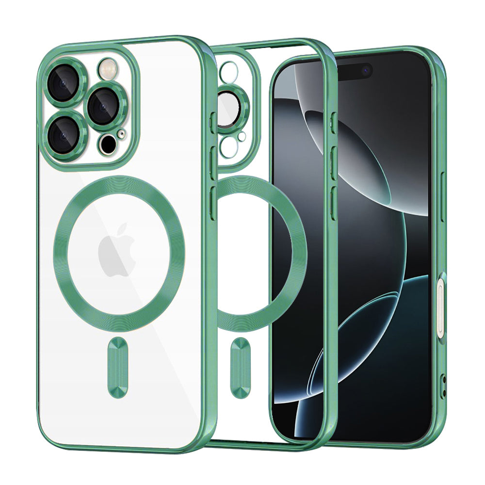 Custodia MagSafe per Apple iPhone 16 Pro, Techsuit, Luxury Crystal, Verde Chiaro