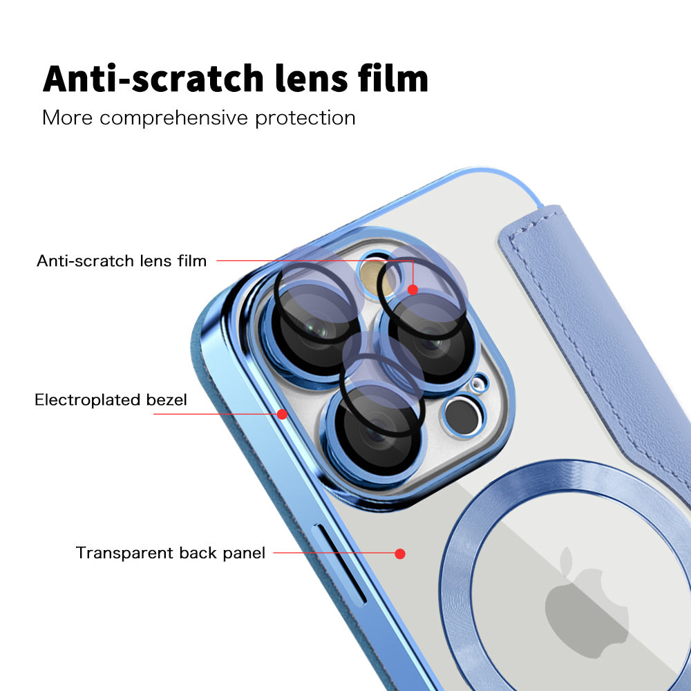 Custodia MagSafe per Apple iPhone 16 Pro, Techsuit, SmartMag Book, Blu