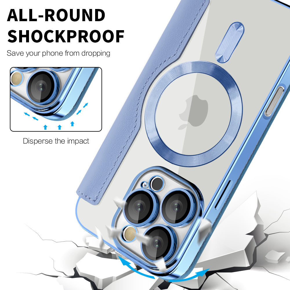 Custodia MagSafe per Apple iPhone 16 Pro, Techsuit, SmartMag Book, Blu