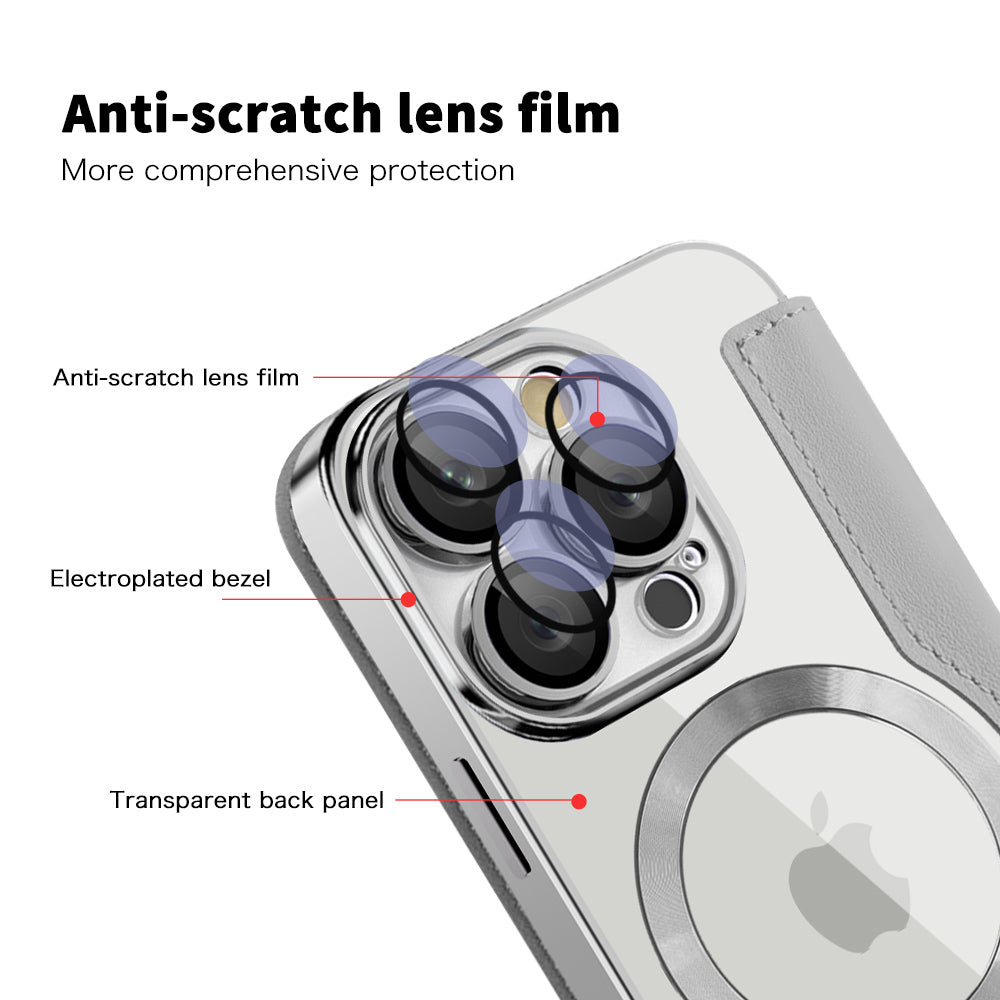 Custodia MagSafe per Apple iPhone 16 Pro, Techsuit, SmartMag Book, Grigio