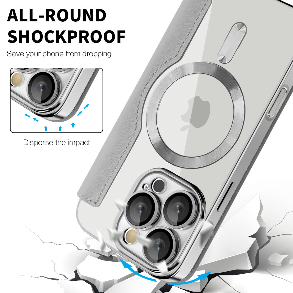 Custodia MagSafe per Apple iPhone 16 Pro, Techsuit, SmartMag Book, Grigio