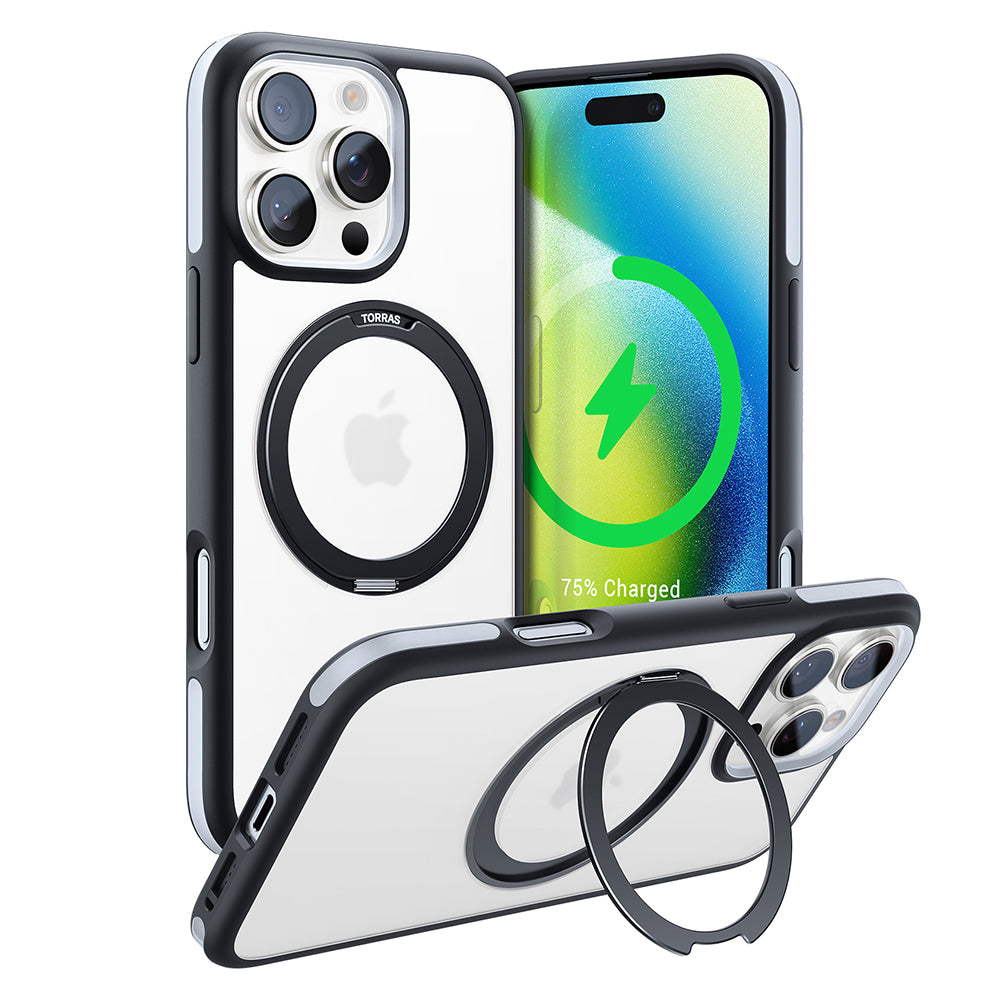Custodia MagSafe per Apple iPhone 16 Pro, Torras, Ostand R Fusion, Nera