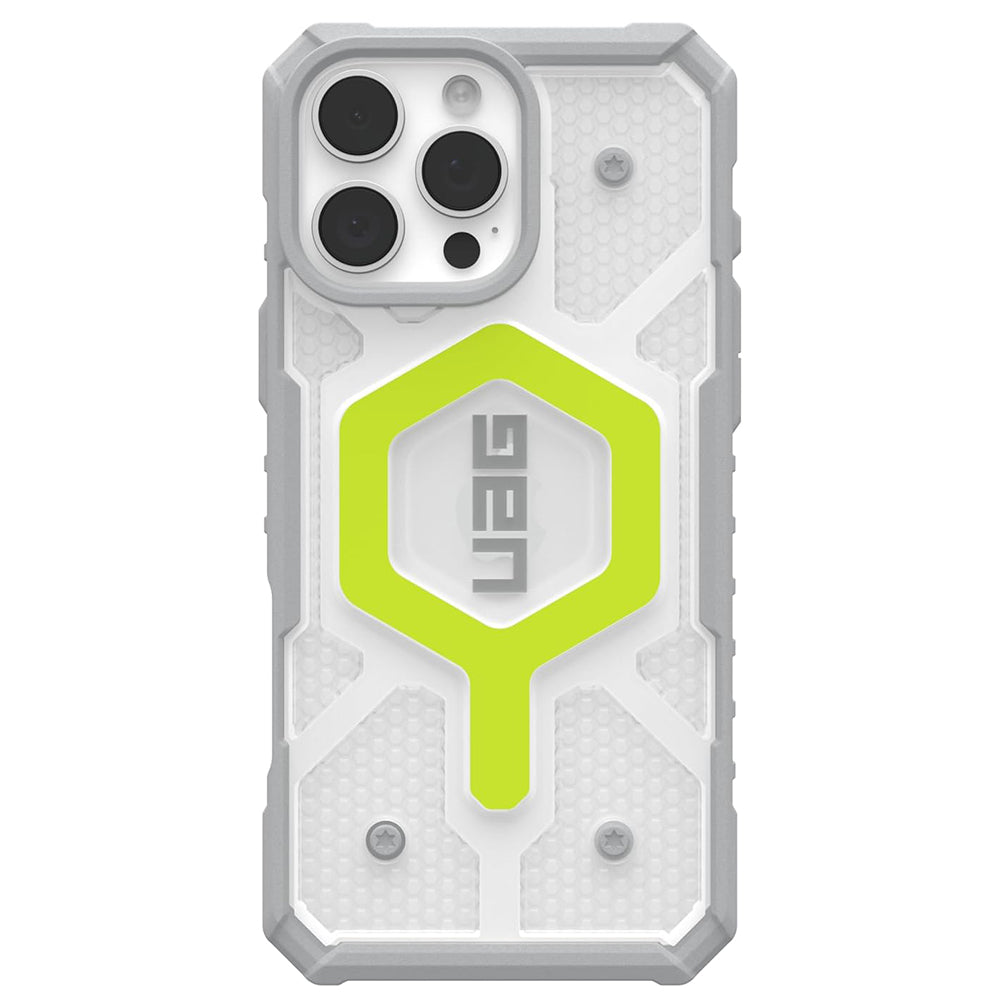 Custodia MagSafe per Apple iPhone 16 Pro, Urban Armor Gear, Pathfinder Clear con Cordino, Verde