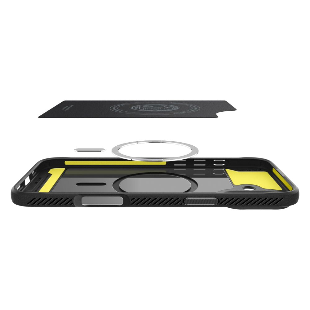 Custodia MagSafe per Apple iPhone 16, Spigen, Rugged Armor, Nero Opaco