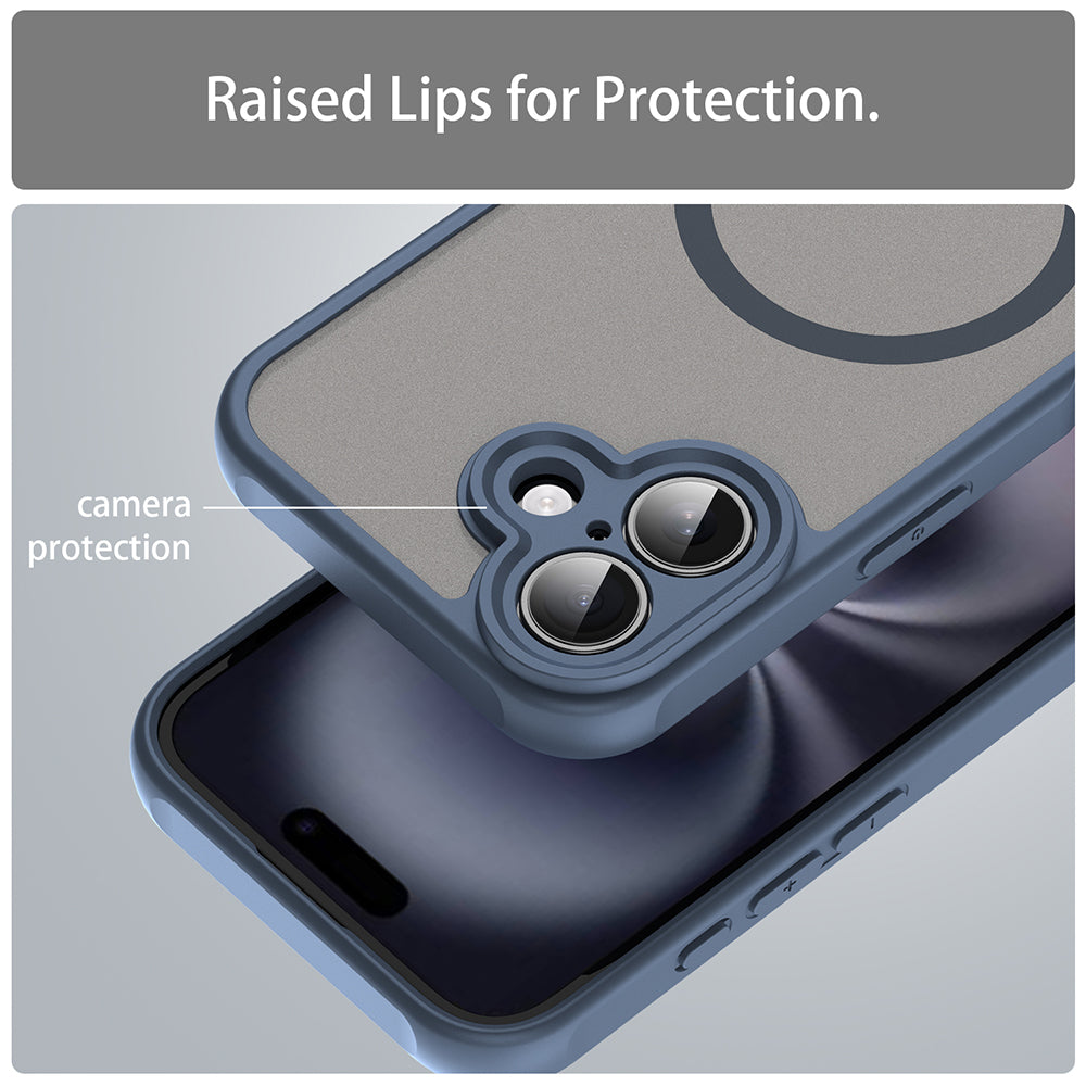 Custodia MagSafe per Apple iPhone 16, Techsuit, HaloFrost II, Blu Navy