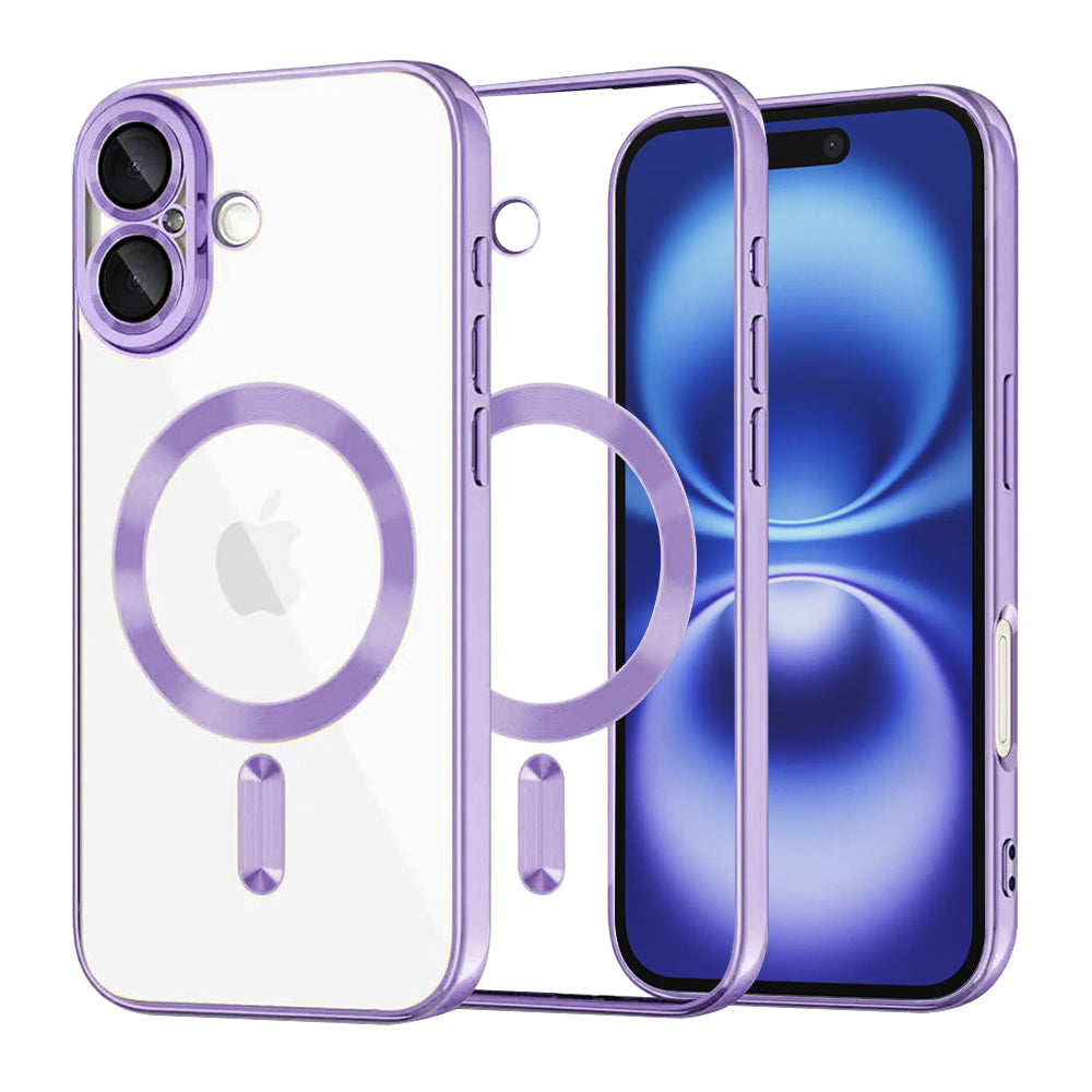 Custodia MagSafe per Apple iPhone 16, Techsuit, Luxury Crystal, Viola Chiaro