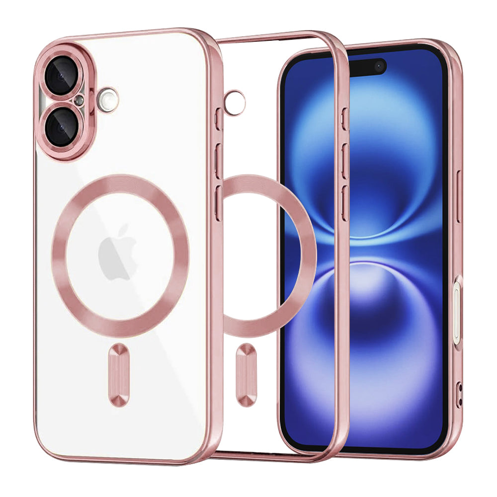 Custodia MagSafe per Apple iPhone 16, Techsuit, Luxury Crystal, Rosa