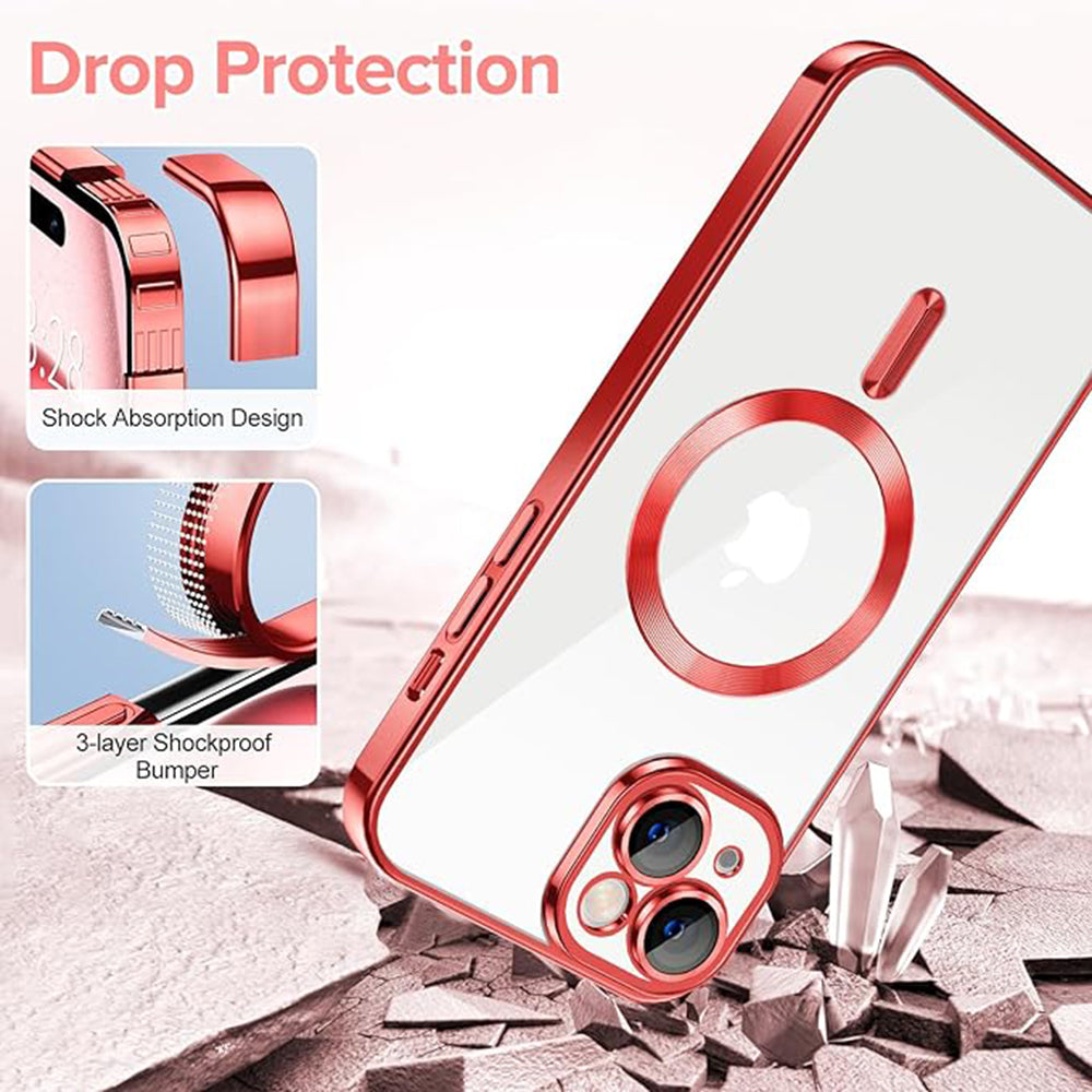 Custodia MagSafe per Apple iPhone 16, Techsuit, Luxury Crystal, Rosa