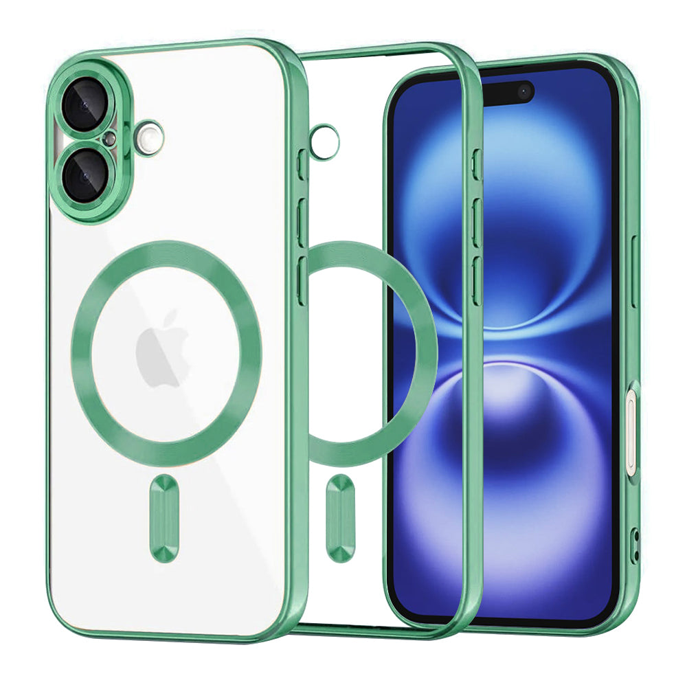 Custodia MagSafe per Apple iPhone 16, Techsuit, Luxury Crystal, Verde Chiaro