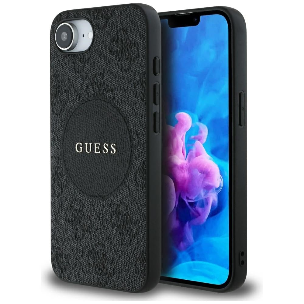 Custodia MagSafe per Apple iPhone 17e / 16e, Guess, 4G Circle Classic Logo, Nera