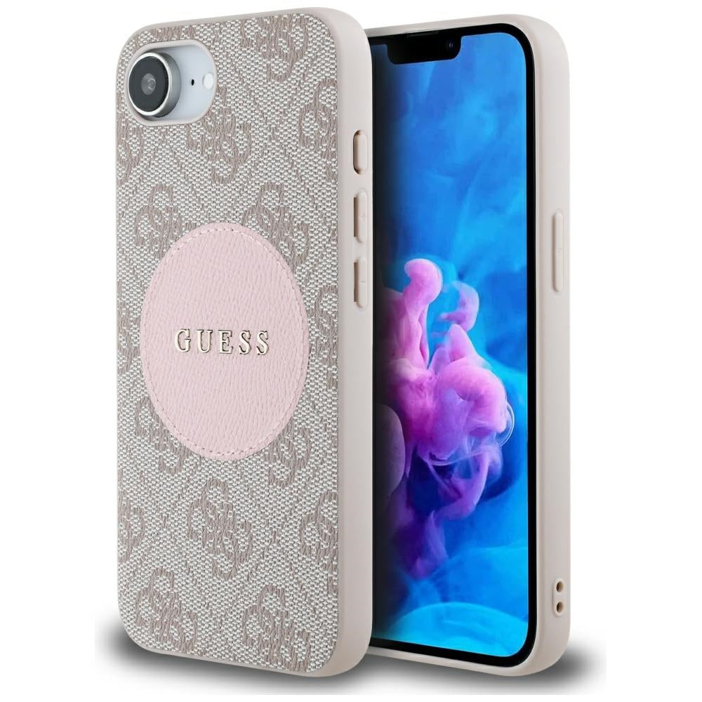 Custodia MagSafe per Apple iPhone 17e / 16e, Guess, 4G Circle Classic Logo, Rosa