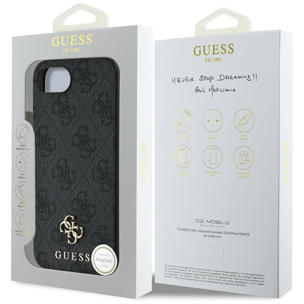 Custodia MagSafe per Apple iPhone 17e / 16e, Guess, 4G Classic, Nera