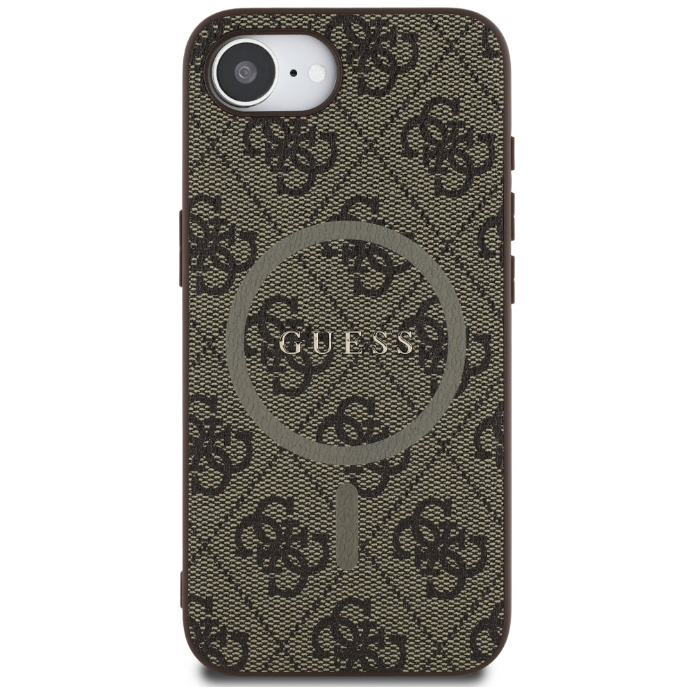 Custodia MagSafe per Apple iPhone 17e / 16e, Guess, 4G Ring Classic Logo, Marrone