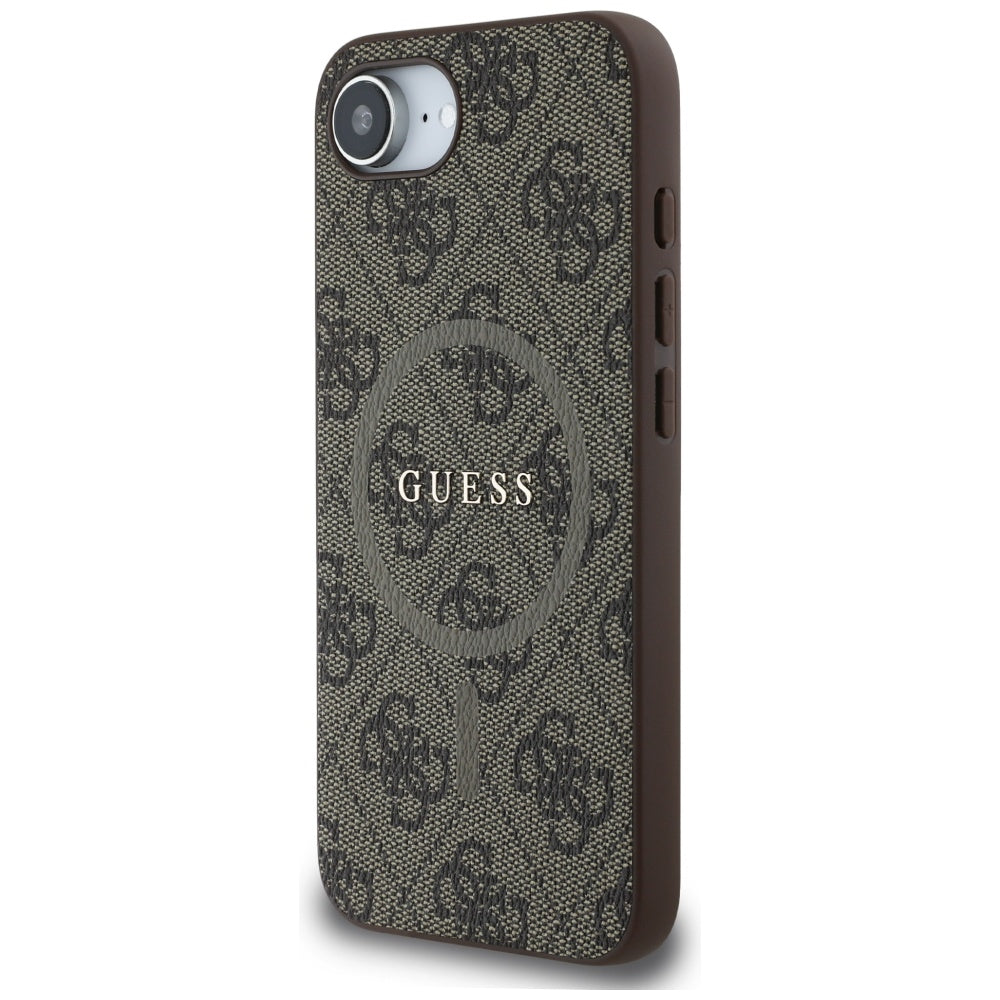 Custodia MagSafe per Apple iPhone 17e / 16e, Guess, 4G Ring Classic Logo, Marrone