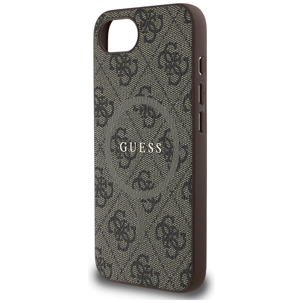 Custodia MagSafe per Apple iPhone 17e / 16e, Guess, 4G Ring Classic Logo, Marrone