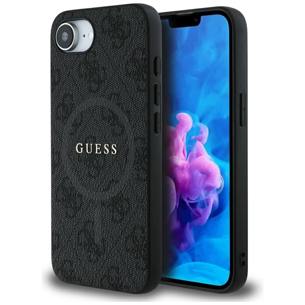 Custodia MagSafe per Apple iPhone 17e / 16e, Guess, 4G Ring Classic Logo, Nera