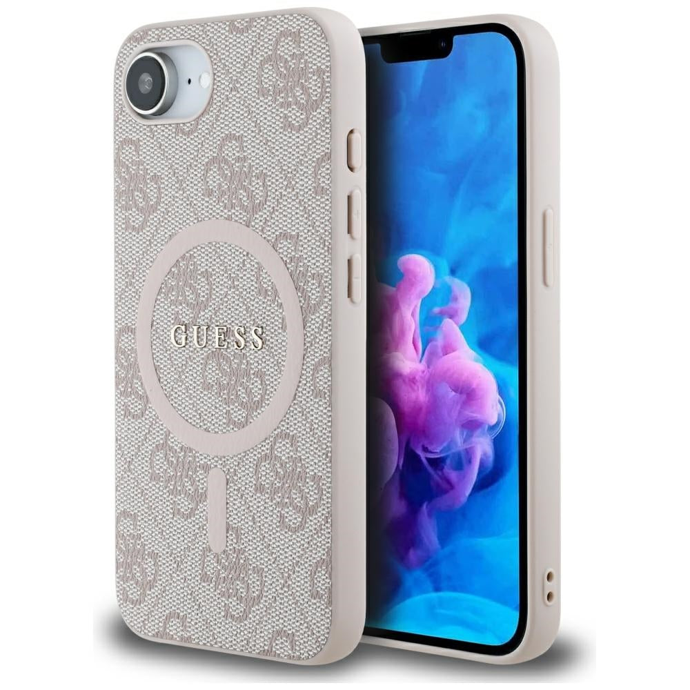 Custodia MagSafe per Apple iPhone 17e / 16e, Guess, 4G Ring Classic Logo, Rosa