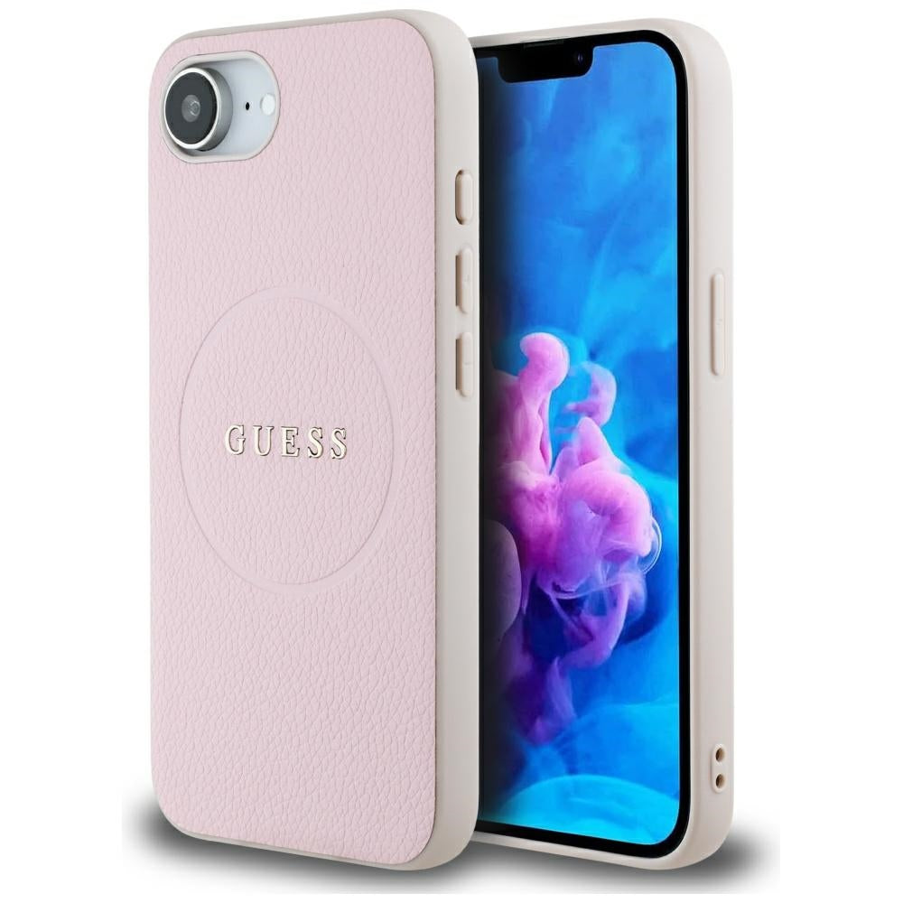 Custodia MagSafe per Apple iPhone 17e / 16e, Guess, Grained Gold Ring, Rosa