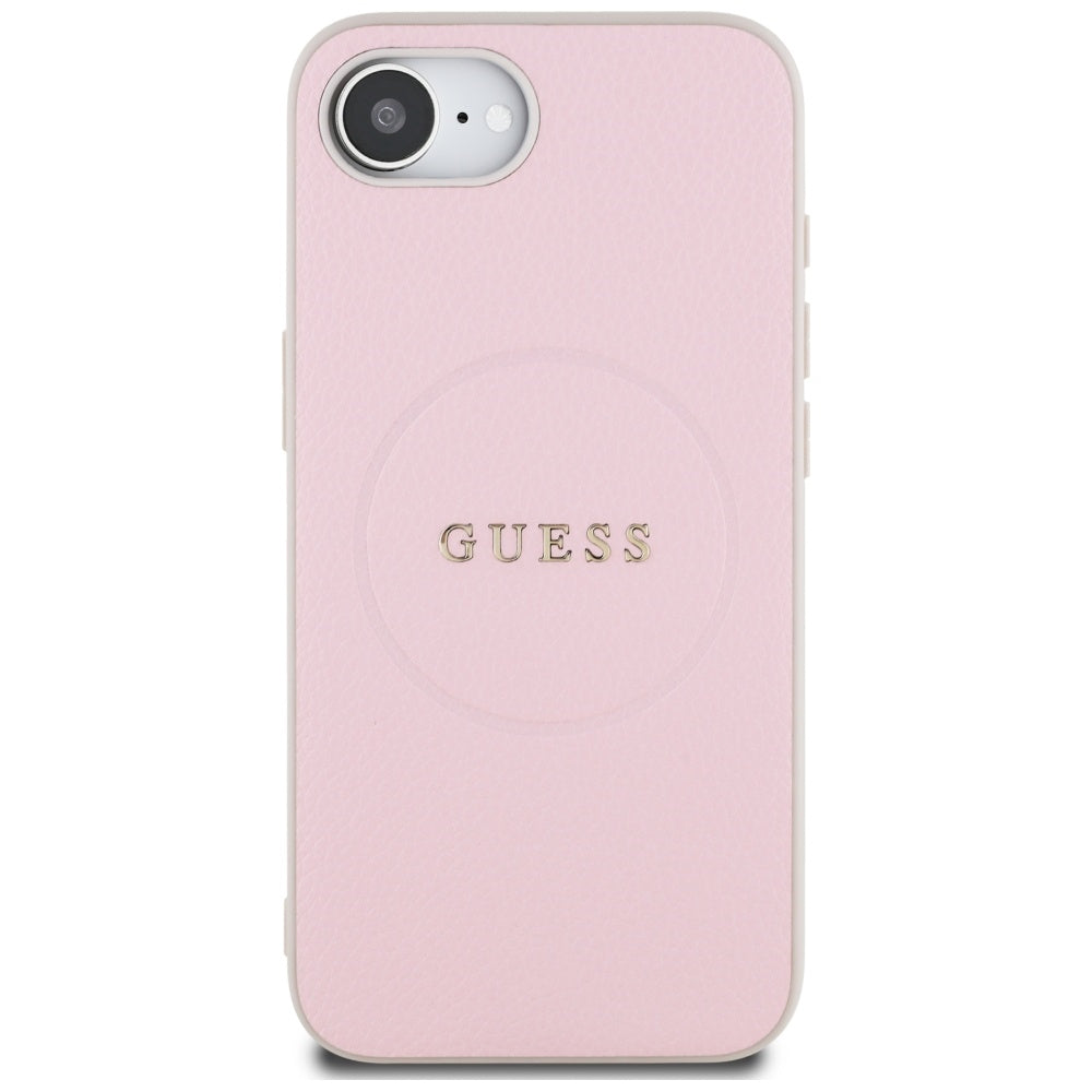 Custodia MagSafe per Apple iPhone 17e / 16e, Guess, Grained Gold Ring, Rosa