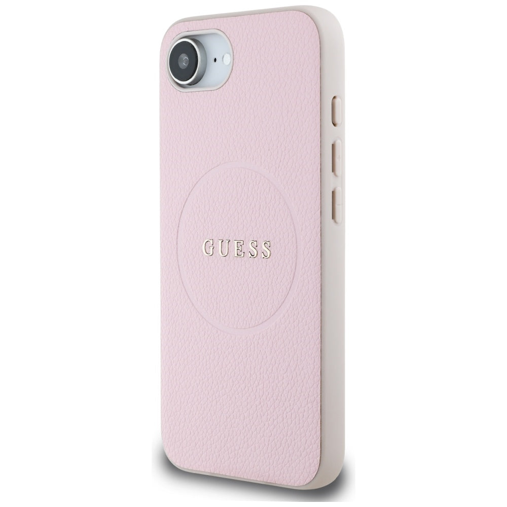 Custodia MagSafe per Apple iPhone 17e / 16e, Guess, Grained Gold Ring, Rosa