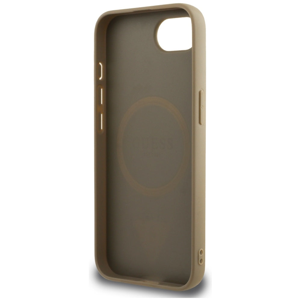 Custodia MagSafe per Apple iPhone 17e / 16e, Guess, Logo Triangolo Granulato, Marrone