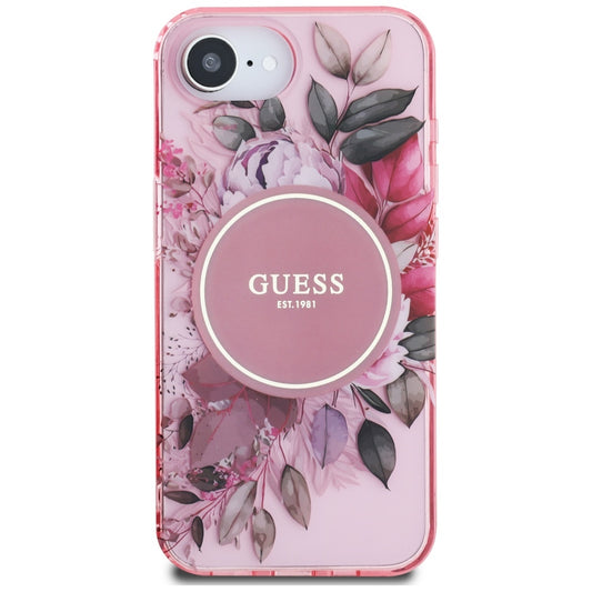 Custodia MagSafe per Apple iPhone 16e, Guess, IML Flowers, Rosa