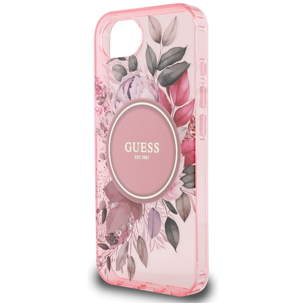 MagSafe Case for Apple iPhone 17e / 16e, Guess, IML Flowers, Pink