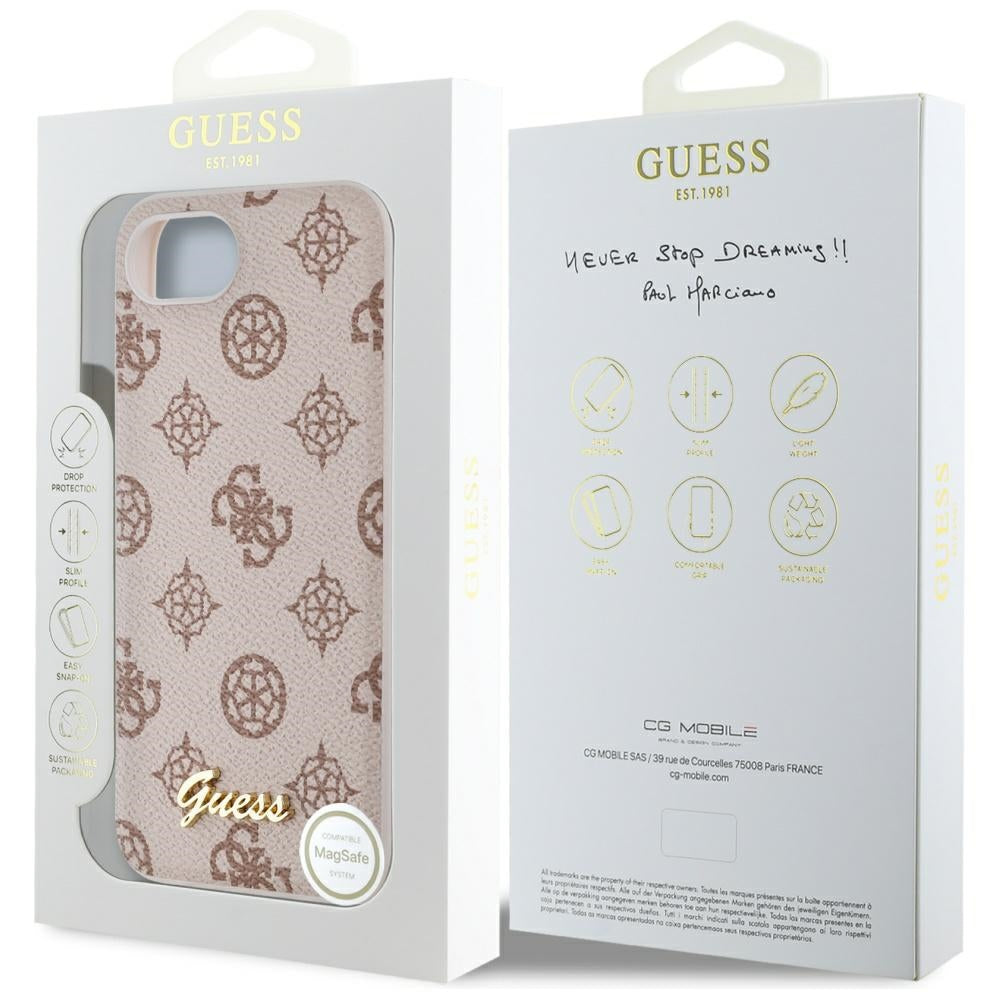 Custodia MagSafe per Apple iPhone 17e / 16e, Guess, Peony Script, Marrone