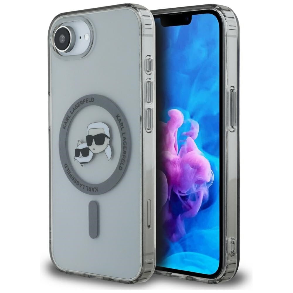 Custodia MagSafe per Apple iPhone 17e / 16e, Karl Lagerfeld, IML Metal Karl & Choupette's Heads, Nera