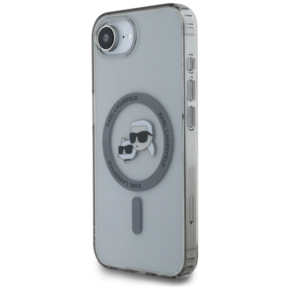 Custodia MagSafe per Apple iPhone 17e / 16e, Karl Lagerfeld, IML Metal Karl & Choupette's Heads, Nera
