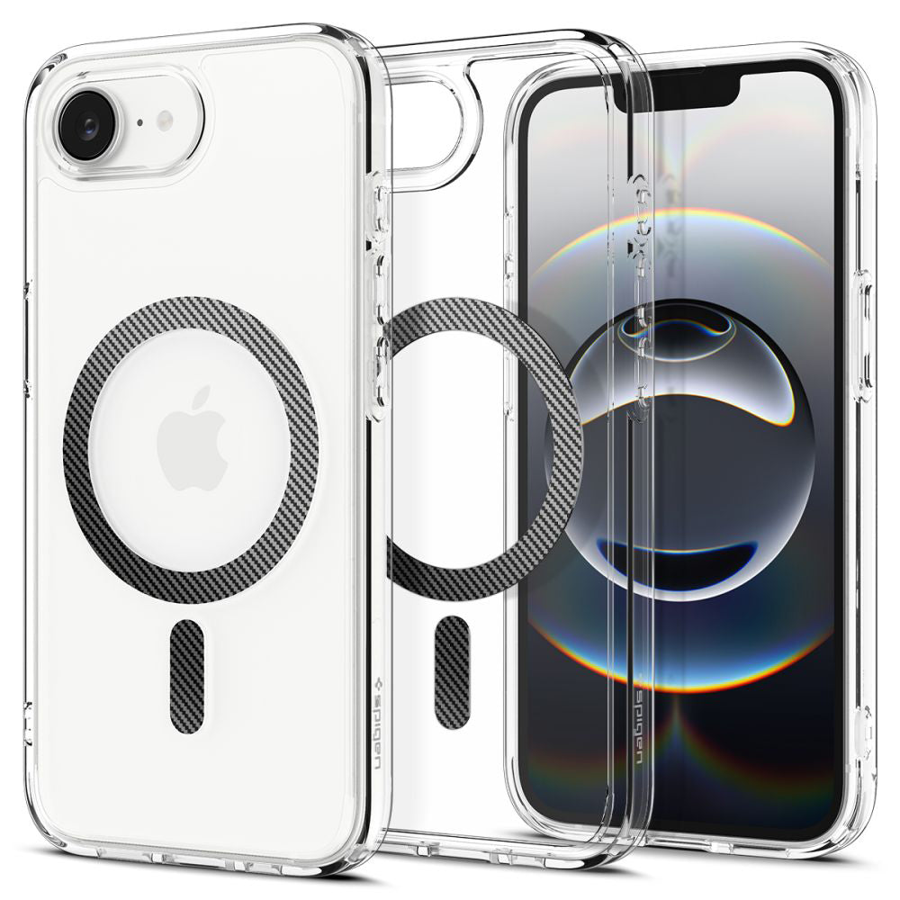 Custodia MagSafe per Apple iPhone 17e / 16e, Spigen, Ultra Hybrid Carbon, Trasparente ACS09140