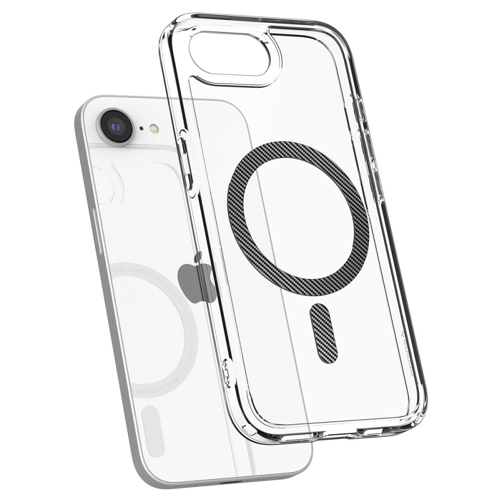 Custodia MagSafe per Apple iPhone 17e / 16e, Spigen, Ultra Hybrid Carbon, Trasparente ACS09140