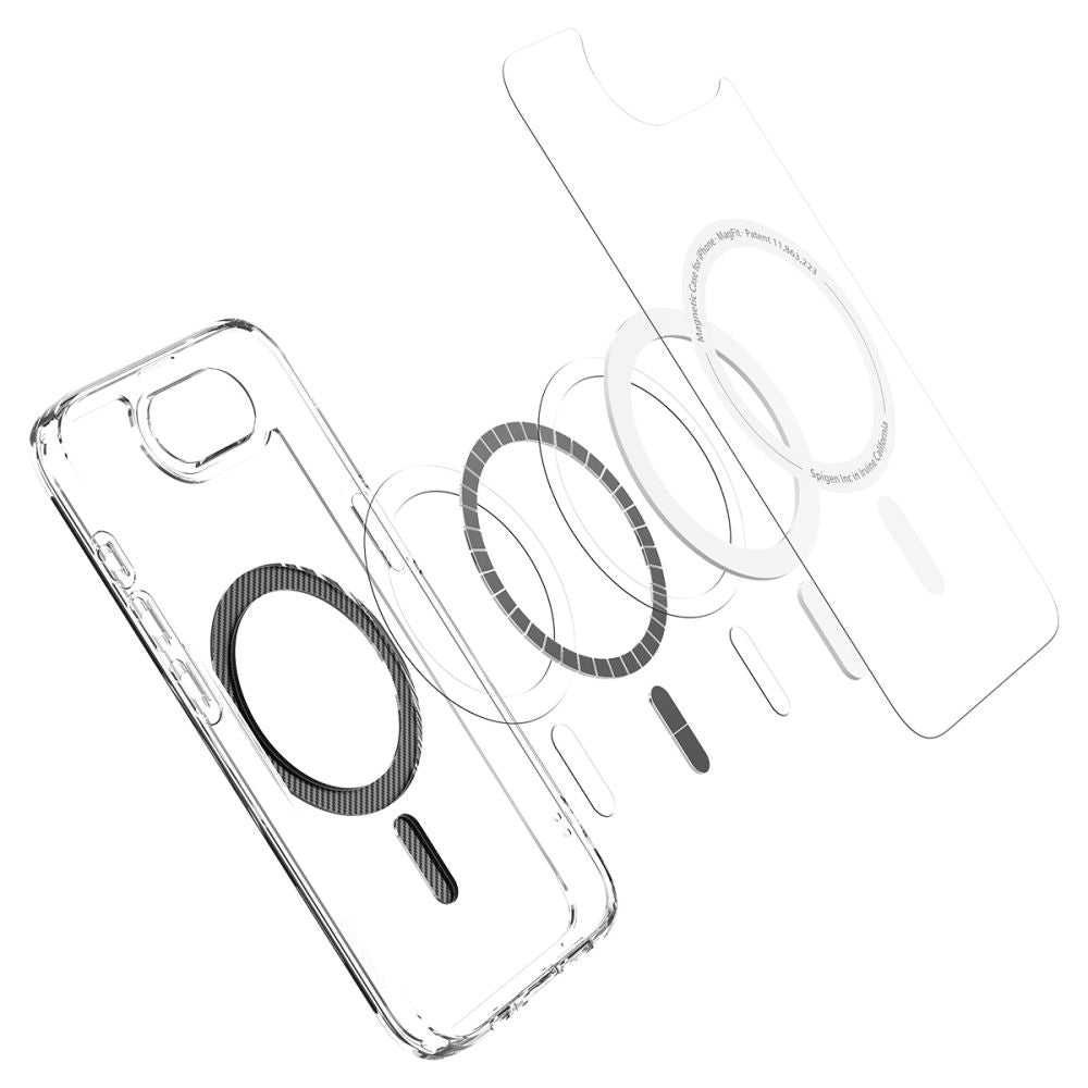Custodia MagSafe per Apple iPhone 17e / 16e, Spigen, Ultra Hybrid Carbon, Trasparente ACS09140