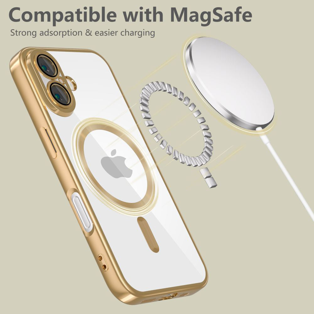 Custodia MagSafe per Apple iPhone 17e / 16e, Techsuit, Luxury Crystal, Argento